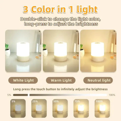 Touch Night Lamp – 3 Modes Dimming Bedside Light with USB Charging | Soft Ambient Light for Bedroom & Kids