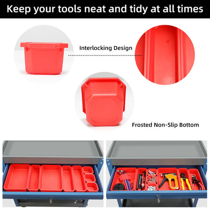 Metal Service Utility Cart with Wheels – Heavy-Duty 3-Tier Tool Storage Organizer for Garage & Industrial Use