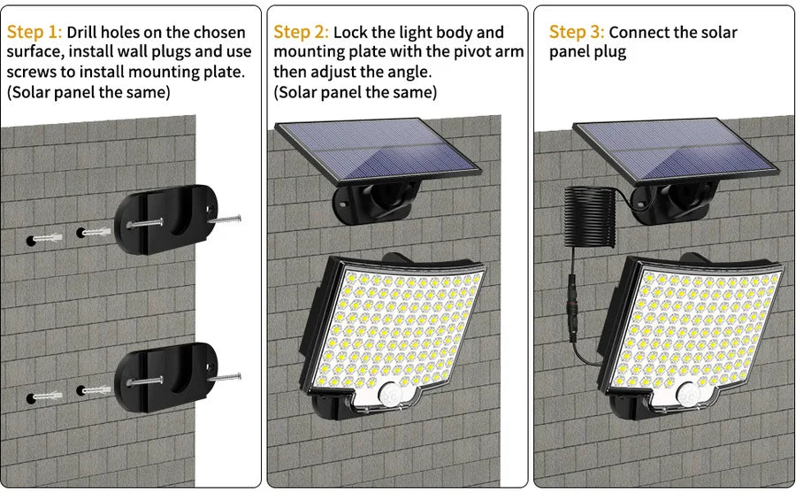 Super Bright 106 LED Solar Split Wall Lamp - Motion Sensor Lighting