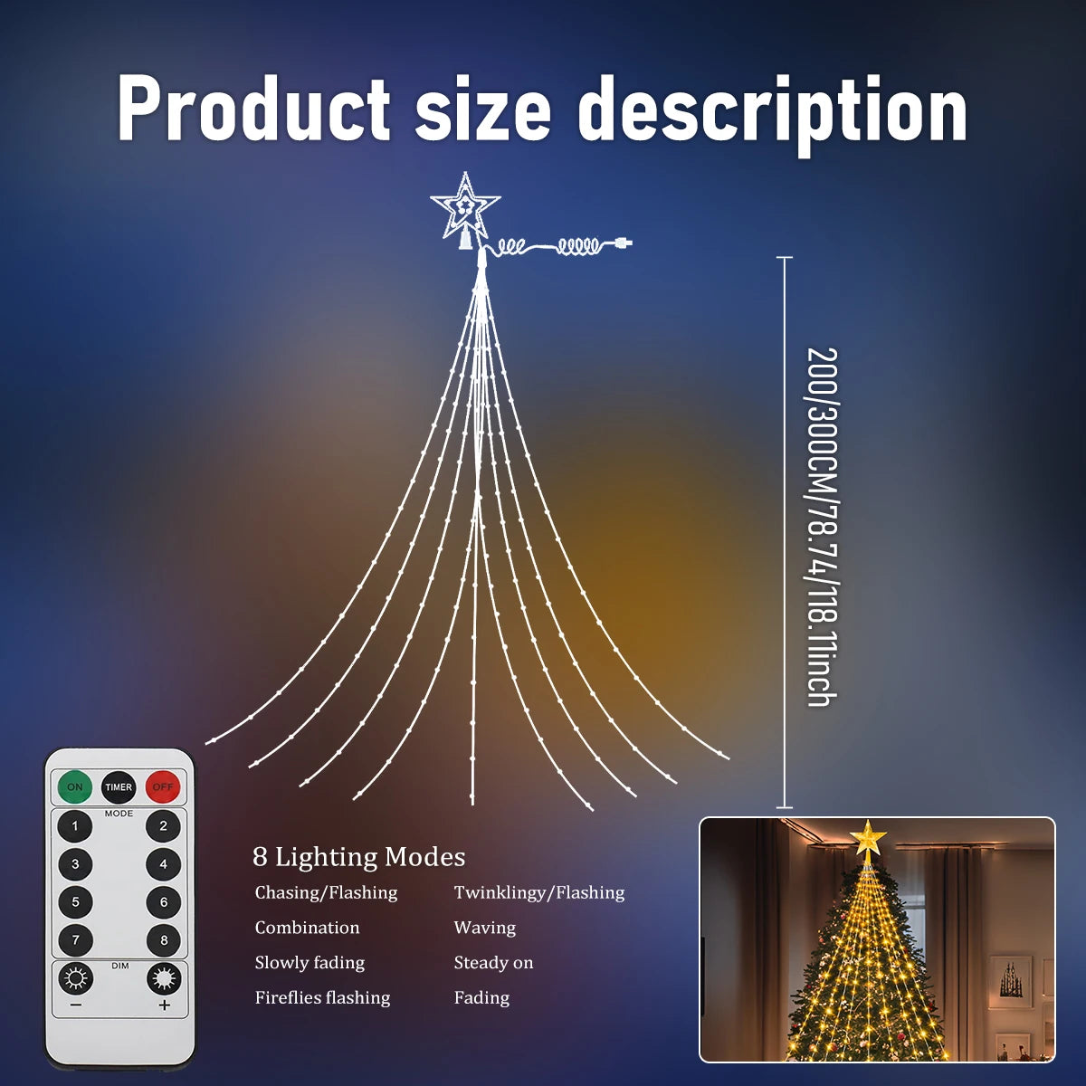 LED Outdoor Christmas Tree Decorations Lights USB 2/3M Waterproof Fairy String Lights 8 Modes Indoor Yard Wedding Party Lighting - Housite White / 2M 192LEDS