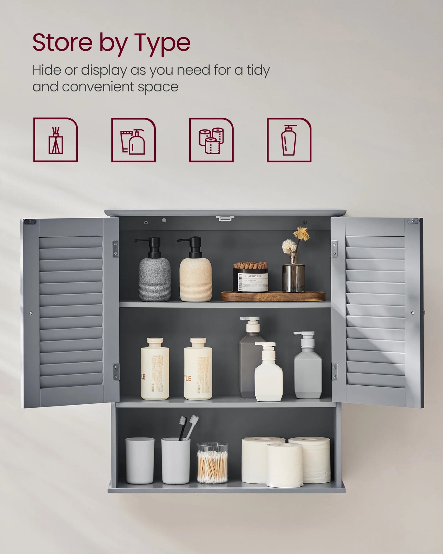 Wall-Mounted Bathroom Cabinet | Adjustable Shelf Medicine Cupboard | Bathroom Storage Solution