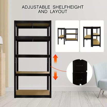 5-Tier Garage Shelving Unit – Heavy-Duty Metal Storage Rack for Workshop, Warehouse, Home, Office &amp; Pantry