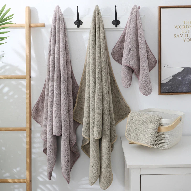 High quality bamboo charcoal coral velvet fiber bath towel