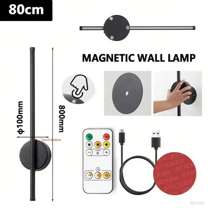 Rechargeable 50cm / 80cm Wireless LED Wall Light – Modern Dimmable Bedside Night Lamp with Remote Control - Housite 80cm / Black / Dimming