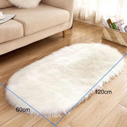 Oval Faux Fur Sheepskin Fluffy Floor Rug