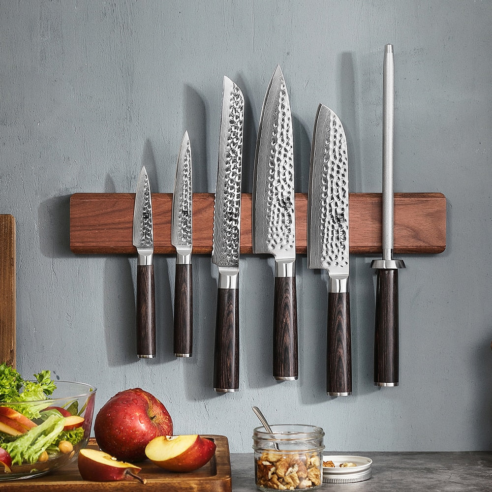 40cm Black Walnut Magnetic Knife Holder – Premium Wooden Wall-Mounted Knife Rack