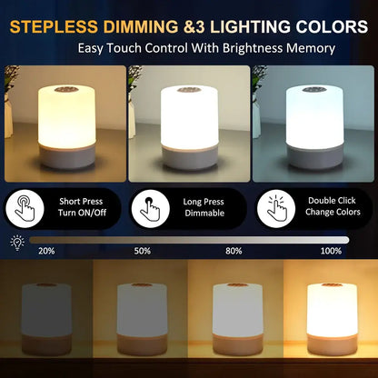 Touch Night Lamp – 3 Modes Dimming Bedside Light with USB Charging | Soft Ambient Light for Bedroom & Kids