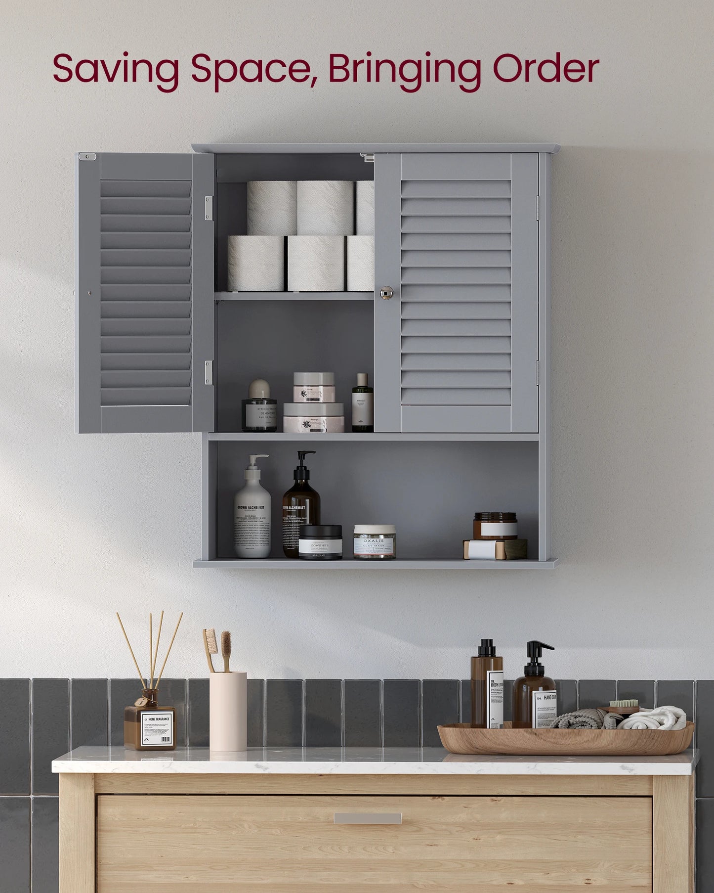 Wall-Mounted Bathroom Cabinet | Adjustable Shelf Medicine Cupboard | Bathroom Storage Solution