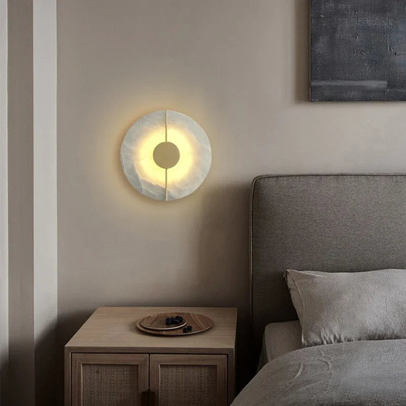 Modern Alabaster Marble Wall Lamp for Bedroom, Living Room & Kitchen Lighting