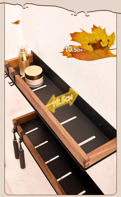 Premium Wood & Metal Wall Shelf Organizer