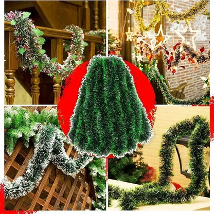 2M Wholesale Christmas Ribbon Garland – Green Cane Tinsel Ribbons for Xmas Tree, Wreaths & Holiday Decorations - Housite B-6M (3PCS)