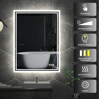 Sleek Bathroom LED Backlit Mirror – Modern, Energy-Efficient Vanity Mirror with Adjustable Lighting