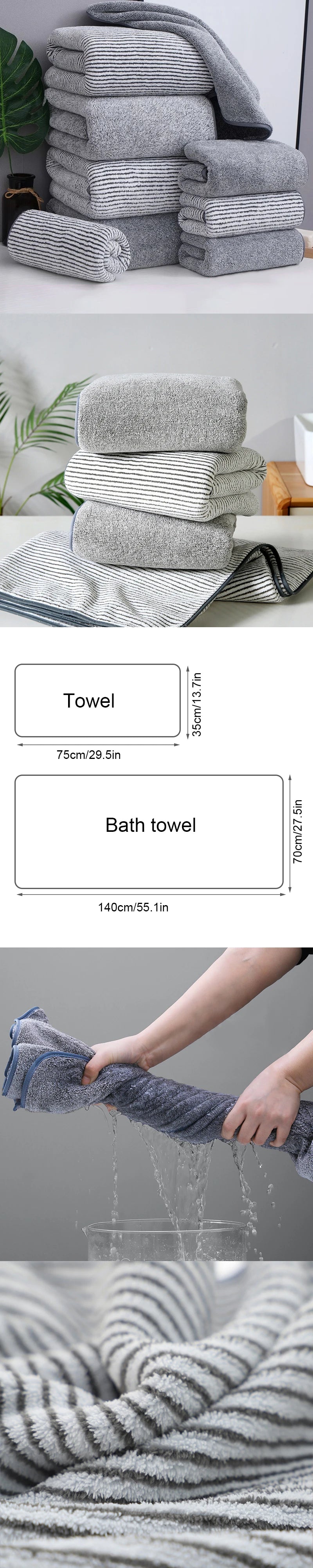 High quality bamboo charcoal coral velvet fiber bath towel