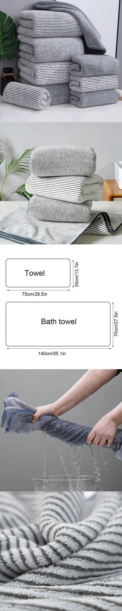 bamboo charcoal coral velvet fiber bath towel