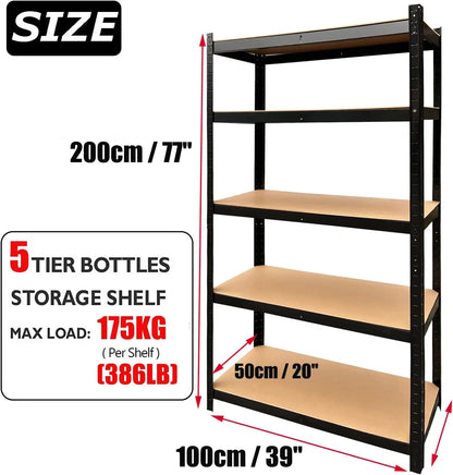 5-Tier Garage Shelving Unit – Heavy-Duty Metal Storage Rack for Workshop, Warehouse, Home, Office &amp; Pantry