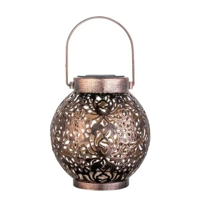 LED Solar Lantern Light - Hollow Wrought Iron Projection Hanging Lamp
