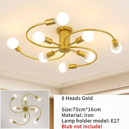 Modern Iron Ceiling Chandelier – Elegant Industrial Lighting Fixture for Living Room & Dining Room