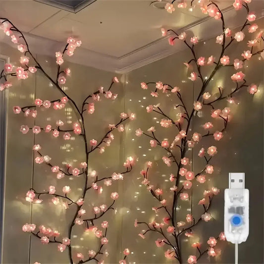 Cherry Blossom 96 LED USB Tree Branch Rattan Lights – 8 Modes Colourful String Lamp