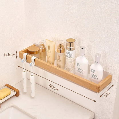 Premium Wood & Metal Wall Shelf Organizer