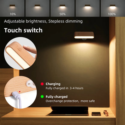 LED Beech Wood Magnetic Rechargeable Night Lights