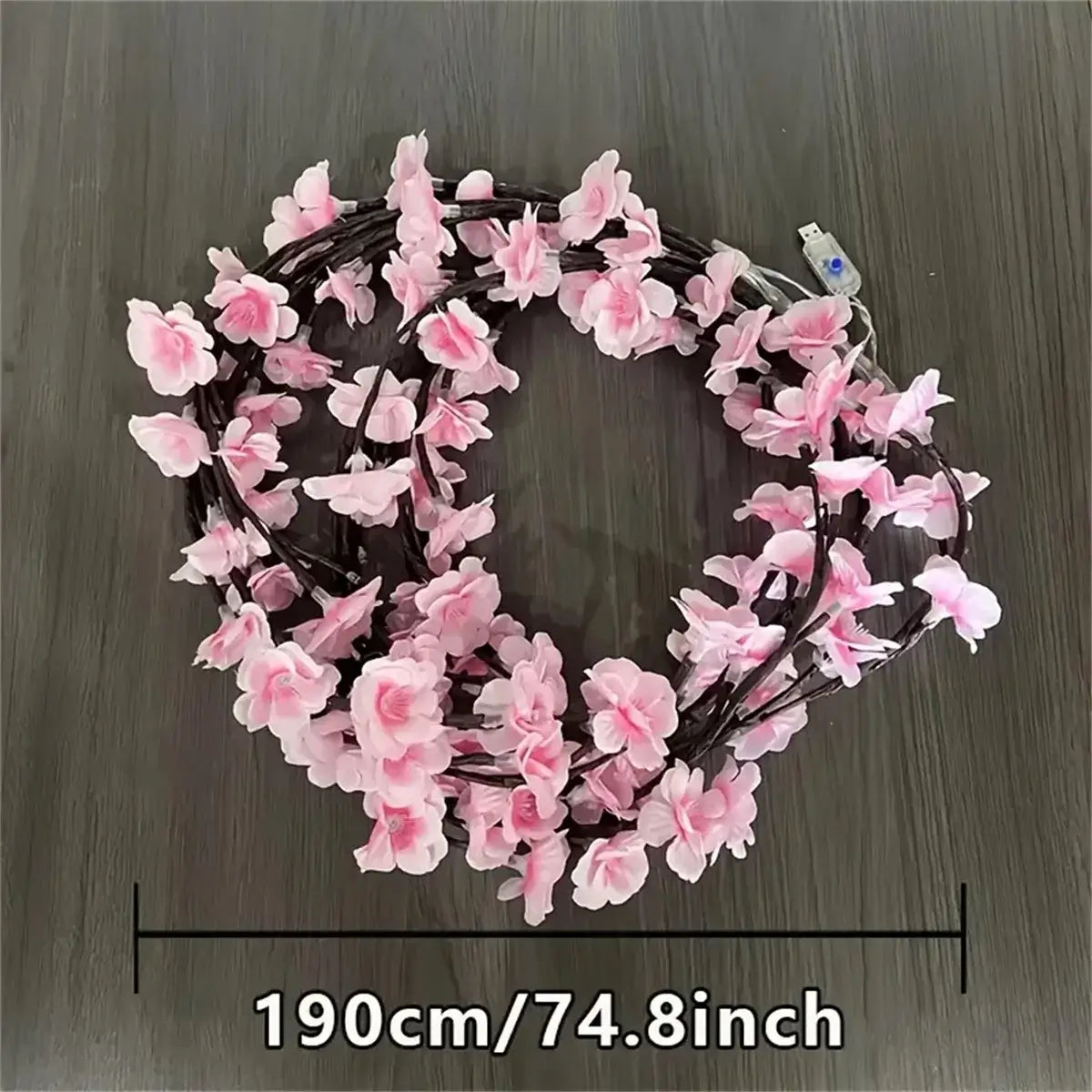 Cherry Blossom 96 LED USB Tree Branch Rattan Lights – 8 Modes Colourful String Lamp