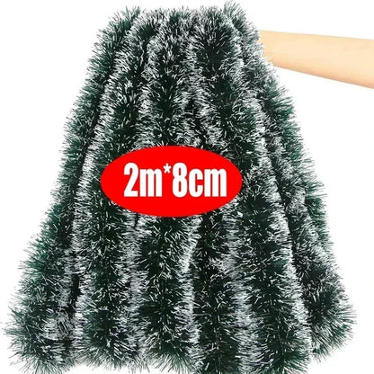 2M Wholesale Christmas Ribbon Garland – Green Cane Tinsel Ribbons for Xmas Tree, Wreaths & Holiday Decorations - Housite B-2M (1PC)