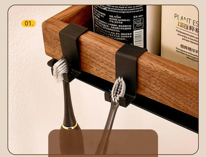Premium Wood & Metal Wall Shelf Organizer