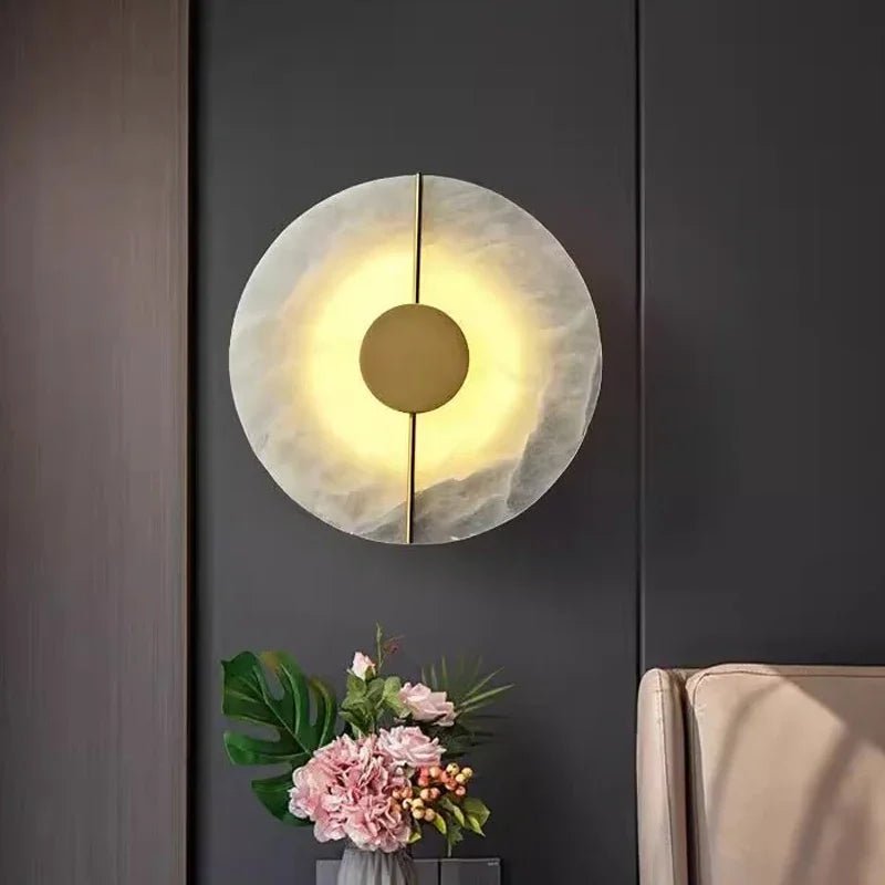 Modern Alabaster Marble Wall Lamp for Bedroom, Living Room & Kitchen Lighting