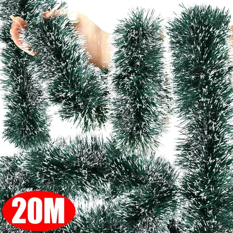 2M Wholesale Christmas Ribbon Garland – Green Cane Tinsel Ribbons for Xmas Tree, Wreaths & Holiday Decorations - Housite B-6M (3PCS)