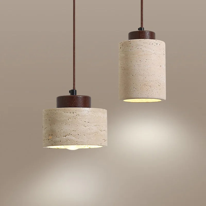 Japanese Modern Designer Wabi-Sabi Bedroom Bedside Lighting - Yellow Cave Stone Chandelier hanging lamp.