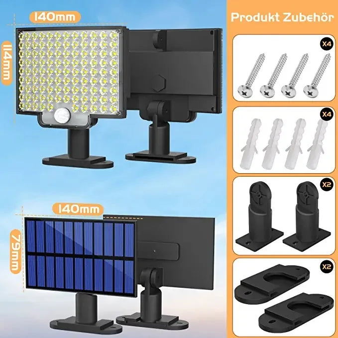 Super Bright 106 LED Solar Split Wall Lamp - Motion Sensor Lighting
