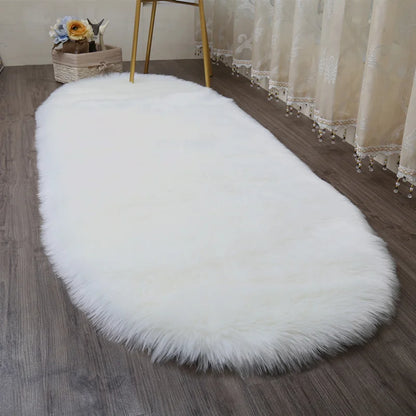 Oval Faux Fur Sheepskin Fluffy Floor Rug