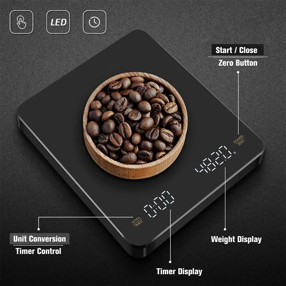 Precision Digital Coffee Scale with Timer | Accurate Espresso & Pour Over Brewing Scale