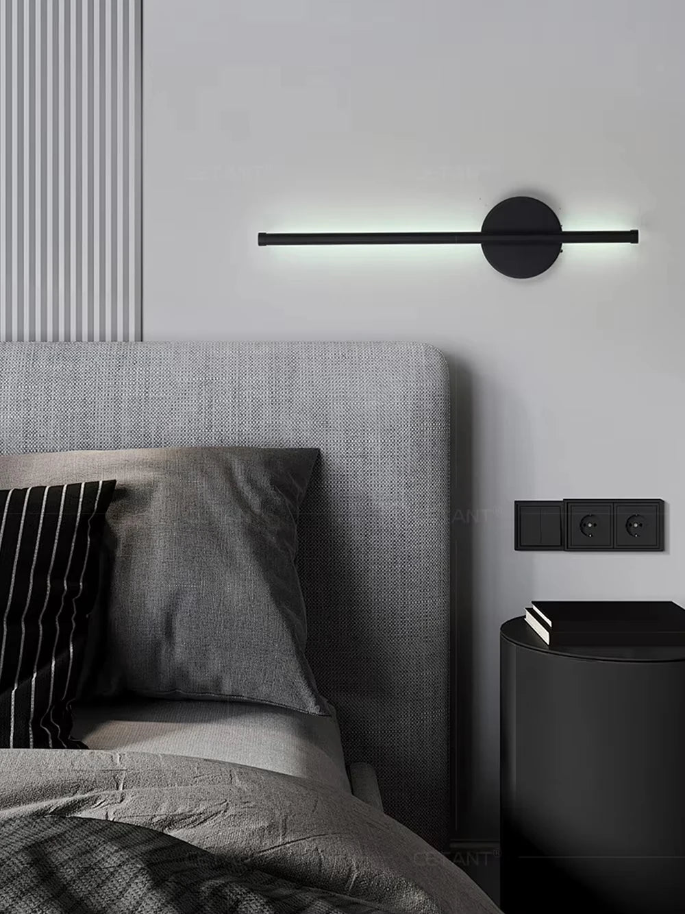 Rechargeable 50cm / 80cm Wireless LED Wall Light – Modern Dimmable Bedside Night Lamp with Remote Control - Housite 50cm / Black / Dimming