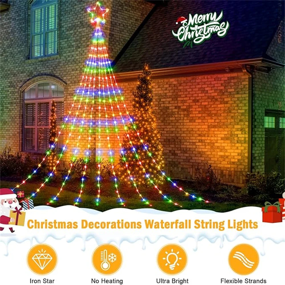 LED Outdoor Christmas Tree Decorations Lights USB 2/3M Waterproof Fairy String Lights 8 Modes Indoor Yard Wedding Party Lighting - Housite White / 2M 192LEDS