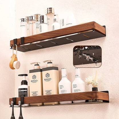 Premium Wood & Metal Wall Shelf Organizer