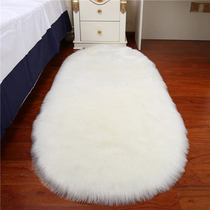Oval Faux Fur Sheepskin Fluffy Floor Rug