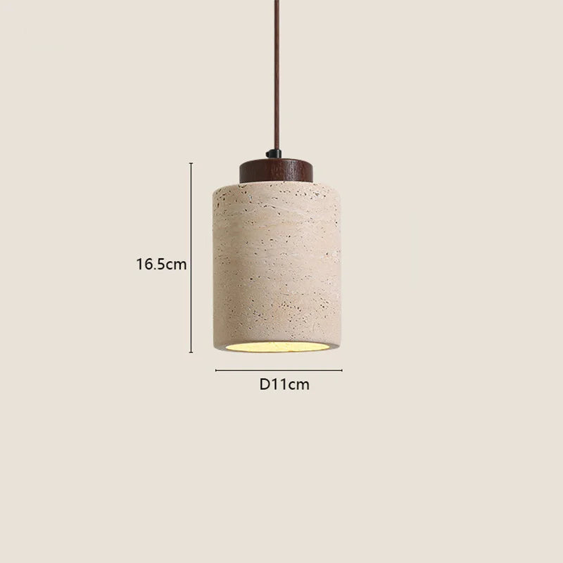 Japanese Wabi-Sabi bedside lamp with a natural stone design, height 16.5cm, diameter 11cm, perfect for modern interiors.