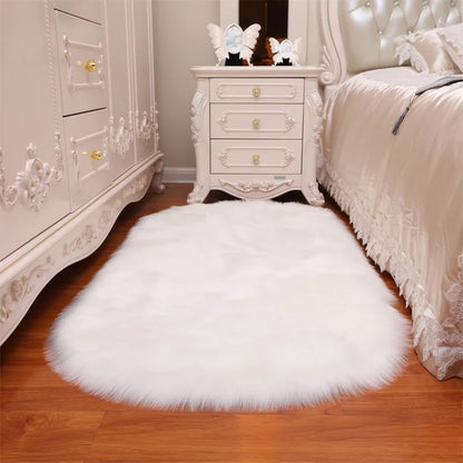 Oval Faux Fur Sheepskin Fluffy Floor Rug