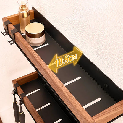 Premium Wood & Metal Wall Shelf Organizer