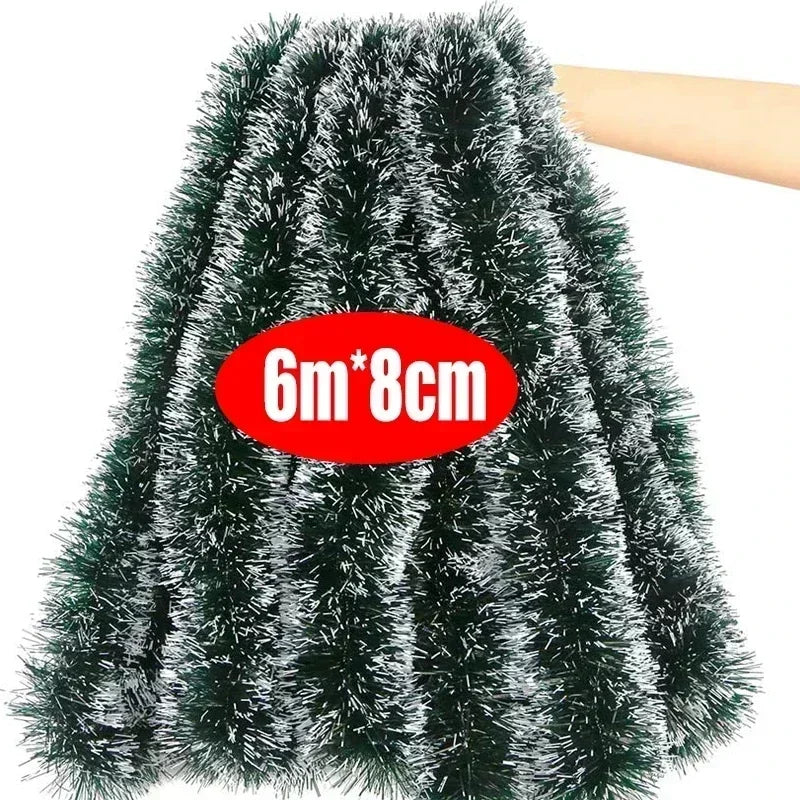 2M Wholesale Christmas Ribbon Garland – Green Cane Tinsel Ribbons for Xmas Tree, Wreaths & Holiday Decorations - Housite B-6M (3PCS)