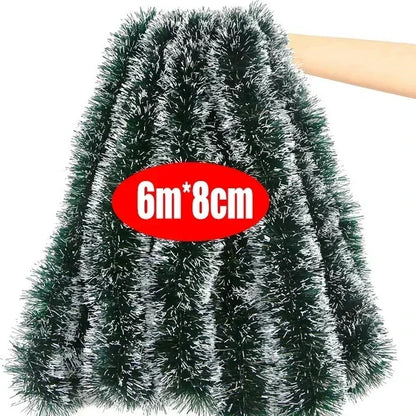 2M Wholesale Christmas Ribbon Garland – Green Cane Tinsel Ribbons for Xmas Tree, Wreaths & Holiday Decorations - Housite B-6M (3PCS)