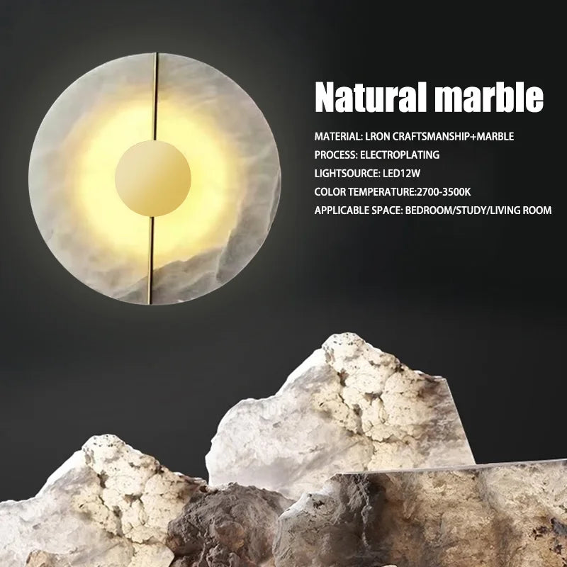 Modern Alabaster Marble Wall Lamp for Bedroom, Living Room & Kitchen Lighting