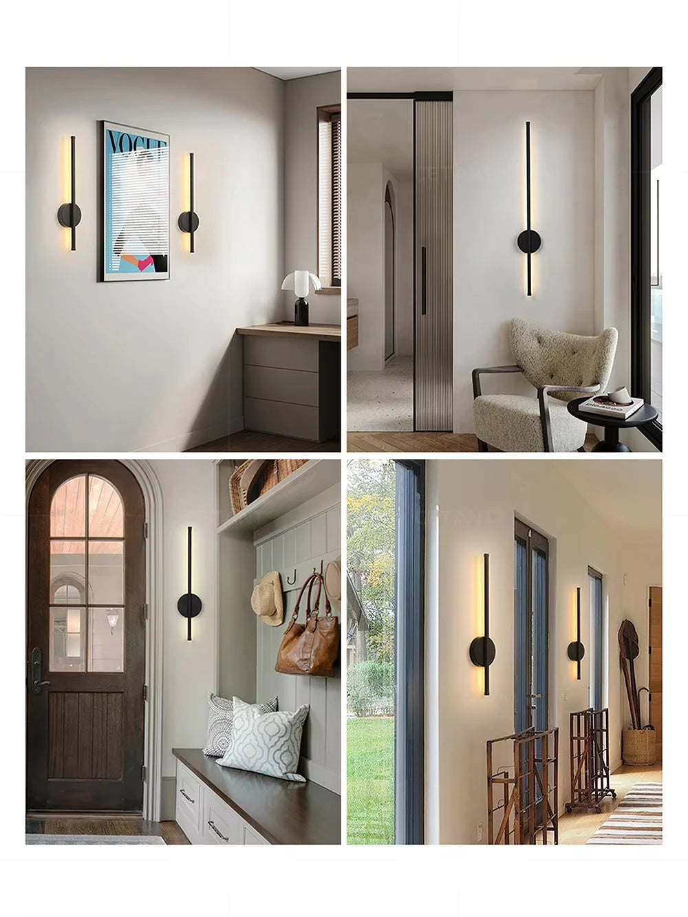 Rechargeable 50cm / 80cm Wireless LED Wall Light – Modern Dimmable Bedside Night Lamp with Remote Control - Housite 50cm / Black / Dimming