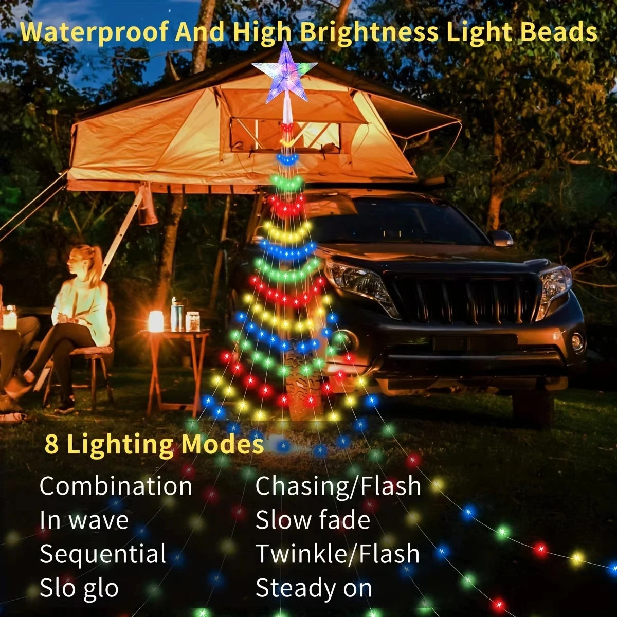LED Outdoor Christmas Tree Decorations Lights USB 2/3M Waterproof Fairy String Lights 8 Modes Indoor Yard Wedding Party Lighting - Housite White / 2M 192LEDS