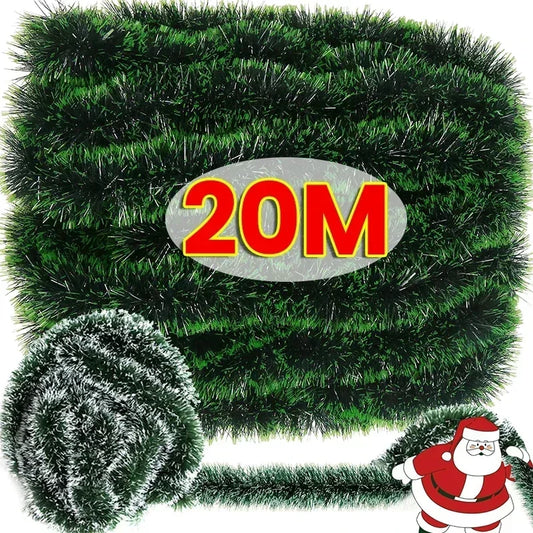 2M Wholesale Christmas Ribbon Garland – Green Cane Tinsel Ribbons for Xmas Tree, Wreaths & Holiday Decorations - Housite B-6M (3PCS)