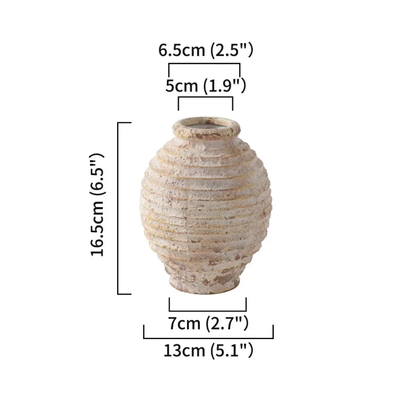 Retro Nostalgic Rough Clay Pottery Vase – Handmade Vintage Home Decor