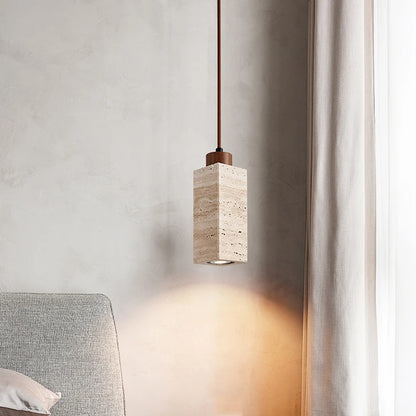 Yellow Marble Droplight | Wabi-Sabi Travertine Pendant Lamp