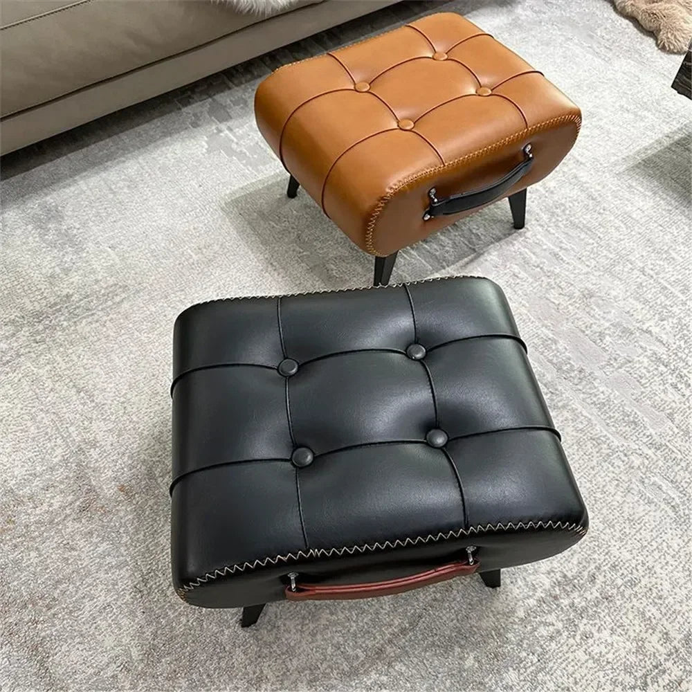 Nordic Luxury Leather with Handle Portable Foot Step Stool
