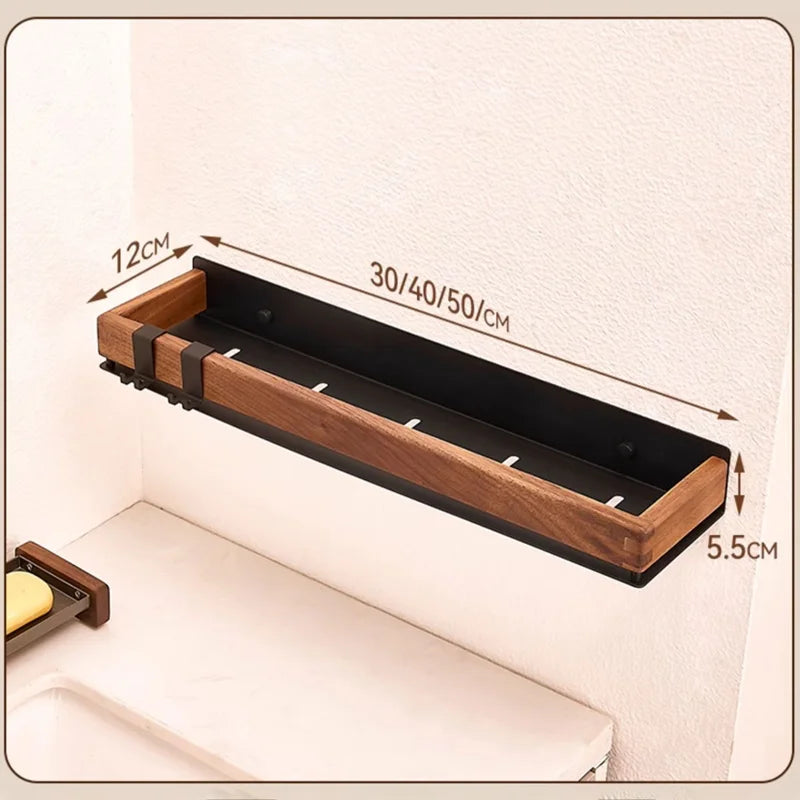 Premium Wood & Metal Wall Shelf Organizer